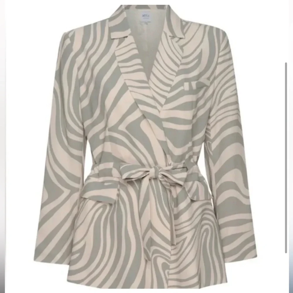 MISA Los Angeles The Kelsey Jacket Blazer Abstract w/Belted Pockets, NWT